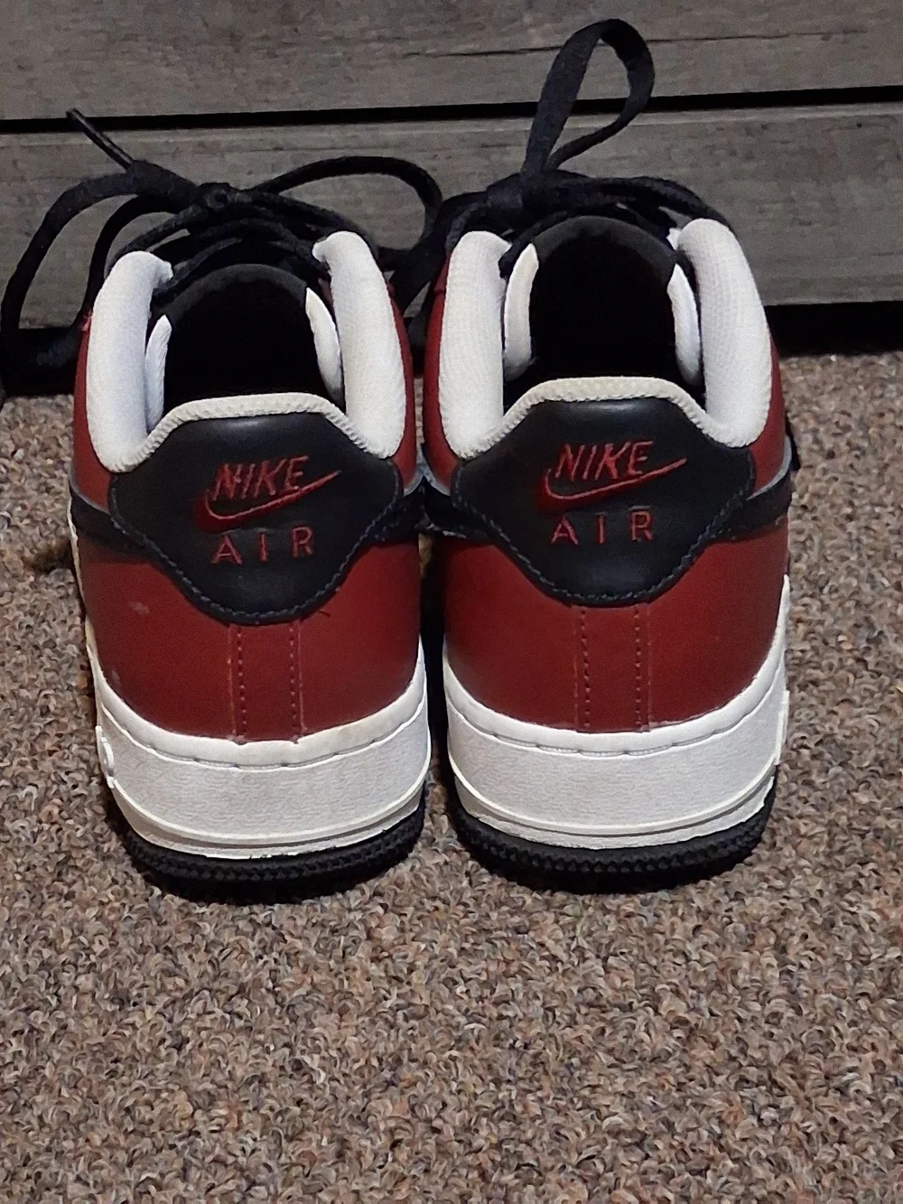 Nike Men’s AF 1 Low-Top Sneakers in Burgundy, White & Black 6y / 8w